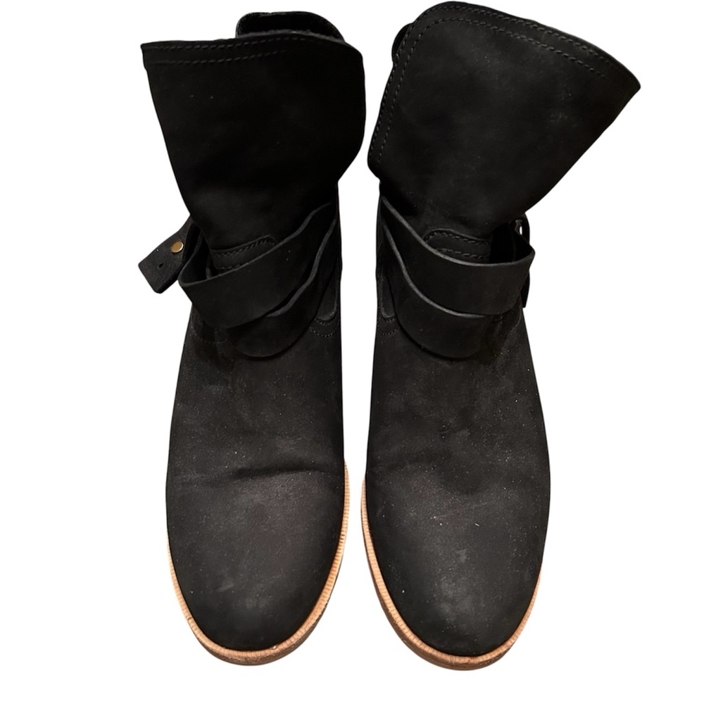 UGG Women's Elora Black Leather Block Heel Ankle Booties 1019148 Size 9.5